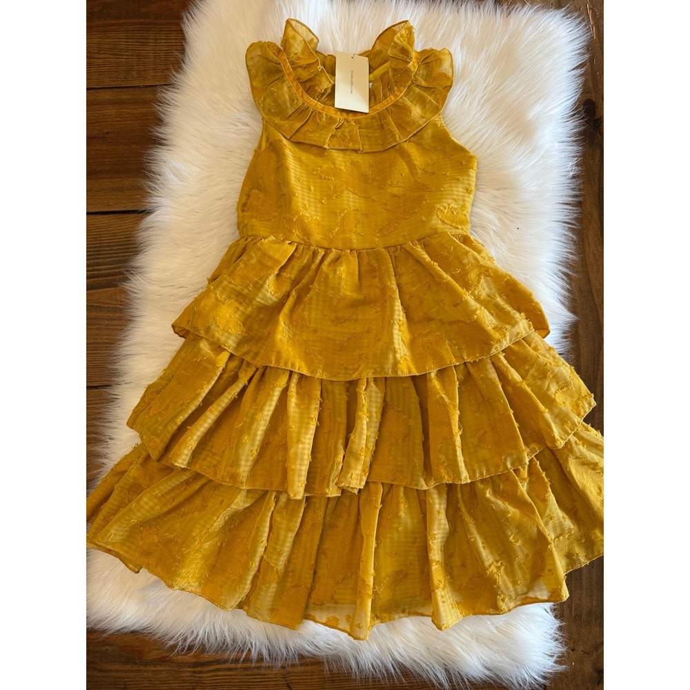 Trish Scully mustard teared dress size 6 nwt